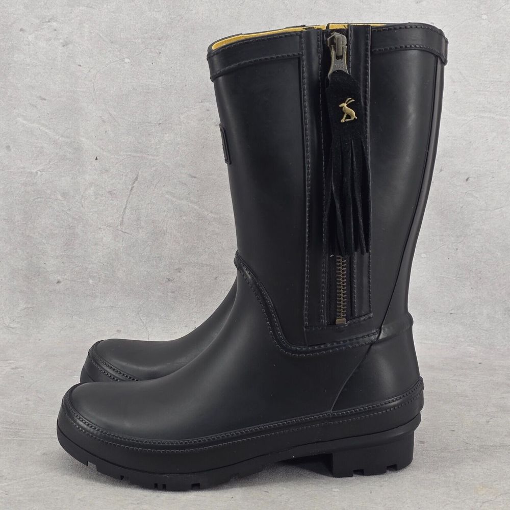 New Joules Rain Boots Mid Calf Rosalind Black‎ Boots Size US: 5 UK: 3 - Picture 7 of 14